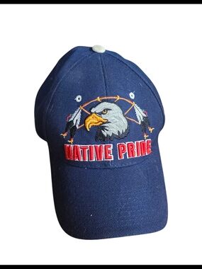Embroidered Eagle Navy Baseball Cap with Red Accent